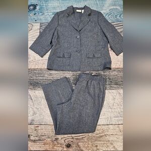 Alfred Dunner 2 Piece Pants Suit Women's Size 16 Denim Color Career Academia